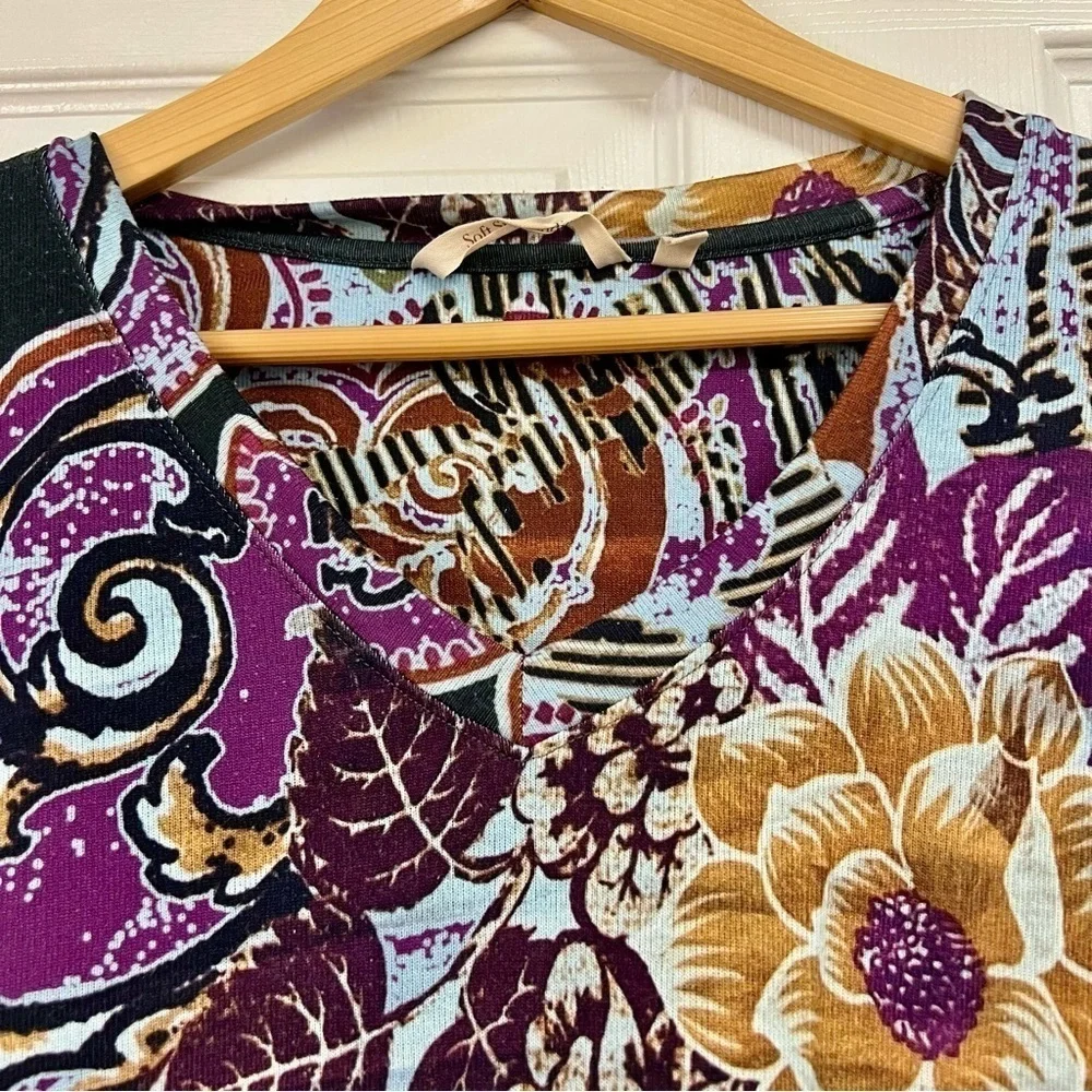 SOFT SURROUNDINGS Plus 1X V-neck floral boho tunic top women’s - Picture 2 of 7